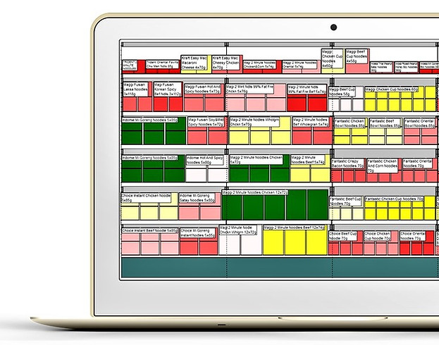 Planogram view inside JDA Blue Yonder Space Planning, shown on a laptop screen