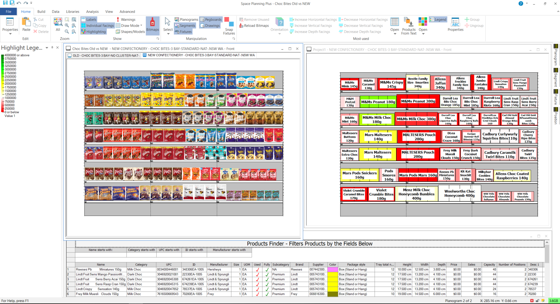 Blue Yonder Space Planning planogram and product finder screen